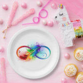 Unendliches Symbol mit Regenbogenfederhalter Pappteller (Party)