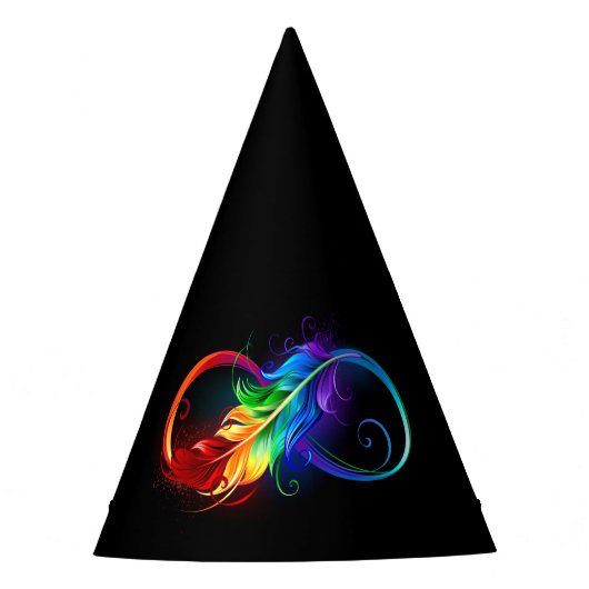 Unendliches Symbol mit Regenbogenfederhalter Partyhütchen (Vorderseite)