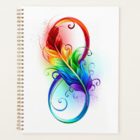 Unendliches Symbol mit Regenbogenfederhalter