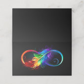 Unendliches Symbol mit Regenbogenfederhalter Platzkarte (Außenseite Aufgefaltet)