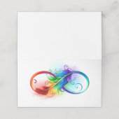 Unendliches Symbol mit Regenbogenfederhalter Platzkarte (Außenseite Aufgefaltet)
