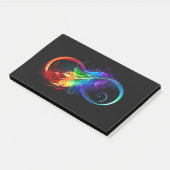 Unendliches Symbol mit Regenbogenfederhalter Post-it Klebezettel (angewinkelt)