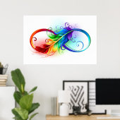 Unendliches Symbol mit Regenbogenfederhalter Poster (Heimbüro)