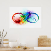 Unendliches Symbol mit Regenbogenfederhalter Poster (Küche)