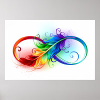 Unendliches Symbol mit Regenbogenfederhalter