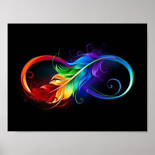 Unendliches Symbol mit Regenbogenfederhalter Poster (Vorne)