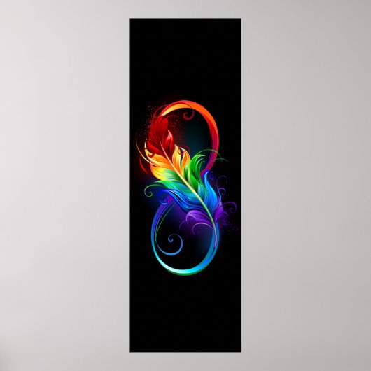 Unendliches Symbol mit Regenbogenfederhalter Poster (Vorne)