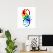 Unendliches Symbol mit Regenbogenfederhalter Poster (Heimbüro)