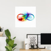 Unendliches Symbol mit Regenbogenfederhalter Poster (Heimbüro)