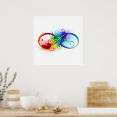 Unendliches Symbol mit Regenbogenfederhalter Poster (Küche)