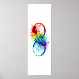Unendliches Symbol mit Regenbogenfederhalter Poster