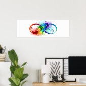 Unendliches Symbol mit Regenbogenfederhalter Poster (Heimbüro)