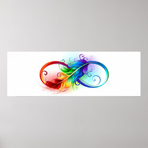 Unendliches Symbol mit Regenbogenfederhalter Poster