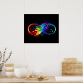 Unendliches Symbol mit Regenbogenfederhalter Poster (Küche)