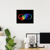 Unendliches Symbol mit Regenbogenfederhalter Poster (Heimbüro)