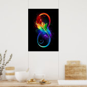 Unendliches Symbol mit Regenbogenfederhalter Poster (Küche)