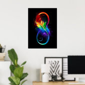 Unendliches Symbol mit Regenbogenfederhalter Poster (Heimbüro)