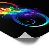 Unendliches Symbol mit Regenbogenfederhalter Poster (Ecke)