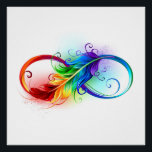 Unendliches Symbol mit Regenbogenfederhalter Poster<br><div class="desc">Künstlich gezeichnet Unendlichkeitssymbol mit schöner Regenbogenfeder auf weißem Hintergrund. Tattoo-Stil.</div>