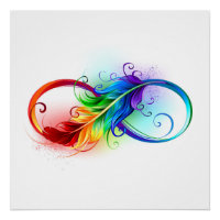 Unendliches Symbol mit Regenbogenfederhalter