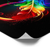 Unendliches Symbol mit Regenbogenfederhalter Poster (Ecke)