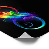 Unendliches Symbol mit Regenbogenfederhalter Poster (Ecke)
