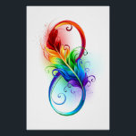 Unendliches Symbol mit Regenbogenfederhalter Poster<br><div class="desc">Künstlich gezeichnet Unendlichkeitssymbol mit schöner Regenbogenfeder auf weißem Hintergrund. Tattoo-Stil.</div>