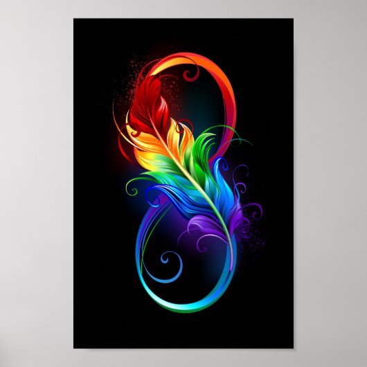 Unendliches Symbol mit Regenbogenfederhalter Poster (Vorne)