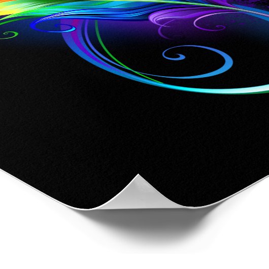 Unendliches Symbol mit Regenbogenfederhalter Poster (Ecke)