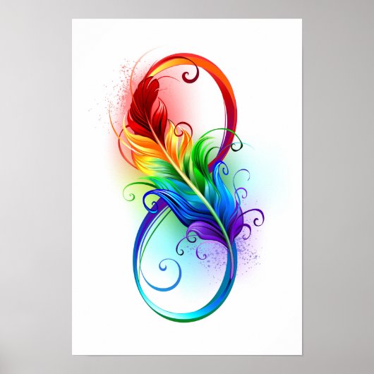 Unendliches Symbol mit Regenbogenfederhalter Poster (Vorne)