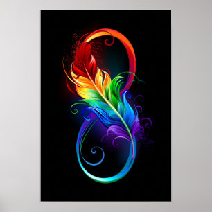 Unendliches Symbol mit Regenbogenfederhalter Poster