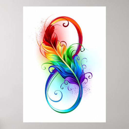 Unendliches Symbol mit Regenbogenfederhalter Poster (Vorne)