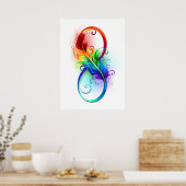 Unendliches Symbol mit Regenbogenfederhalter Poster (Küche)