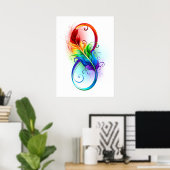 Unendliches Symbol mit Regenbogenfederhalter Poster (Heimbüro)
