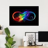 Unendliches Symbol mit Regenbogenfederhalter Poster (Heimbüro)