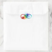 Unendliches Symbol mit Regenbogenfederhalter Quadratischer Aufkleber (Tasche)