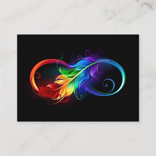 Unendliches Symbol mit Regenbogenfederhalter Rabattkarte (Vorderseite)