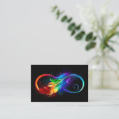 Unendliches Symbol mit Regenbogenfederhalter Rabattkarte (Stehend Vorderseite)