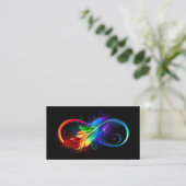 Unendliches Symbol mit Regenbogenfederhalter Rabattkarte (Stehend Vorderseite)