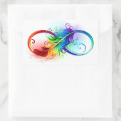 Unendliches Symbol mit Regenbogenfederhalter Rechteckiger Aufkleber (Tasche)