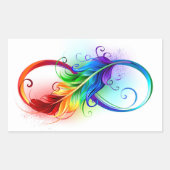 Unendliches Symbol mit Regenbogenfederhalter Rechteckiger Aufkleber (Vorderseite)