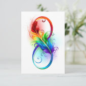 Unendliches Symbol mit Regenbogenfederhalter RSVP Karte (Stehend Vorderseite)