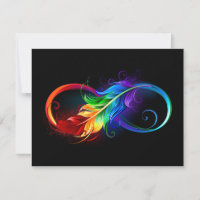 Unendliches Symbol mit Regenbogenfederhalter