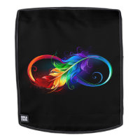 Unendliches Symbol mit Regenbogenfederhalter