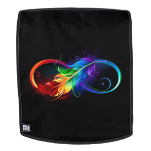 Unendliches Symbol mit Regenbogenfederhalter Rucksack