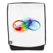 Unendliches Symbol mit Regenbogenfederhalter Rucksack (Vorderseite)
