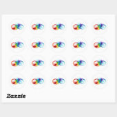 Unendliches Symbol mit Regenbogenfederhalter Runder Aufkleber (Blatt)