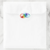 Unendliches Symbol mit Regenbogenfederhalter Runder Aufkleber (Tasche)