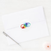 Unendliches Symbol mit Regenbogenfederhalter Runder Aufkleber (Umschlag)