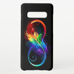 Unendliches Symbol mit Regenbogenfederhalter Samsung Galaxy S10  Hülle<br><div class="desc">Künstlich gezeichnet Unendlichkeitssymbol mit schöner Regenbogenfeder auf weißem Hintergrund. Tattoo-Stil.</div>